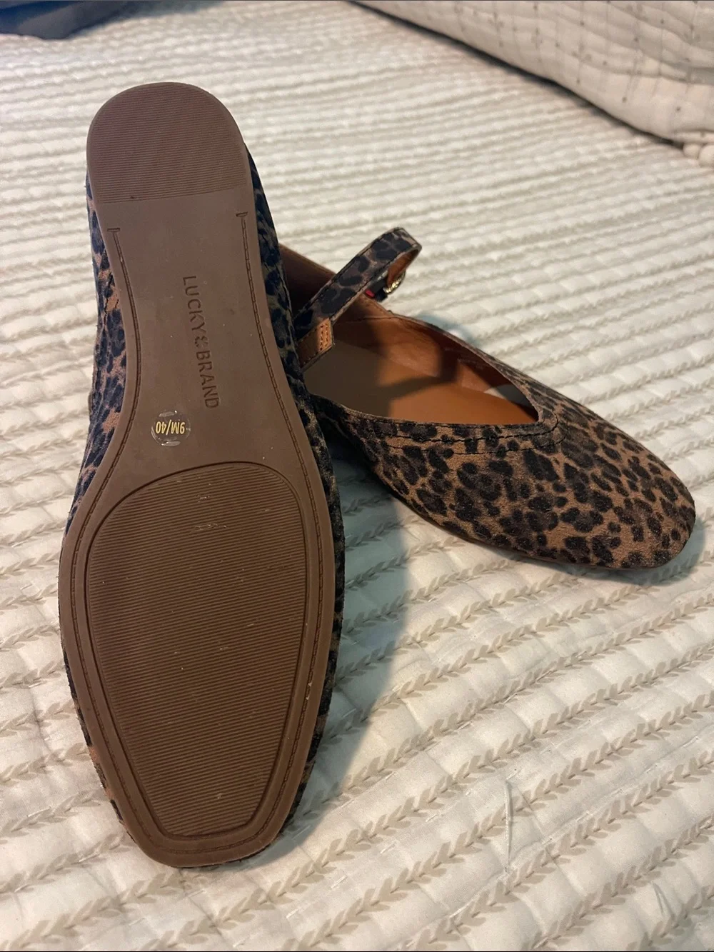 Lucky Brand Leopard Print Mary Jane Flats - Brown/Tan